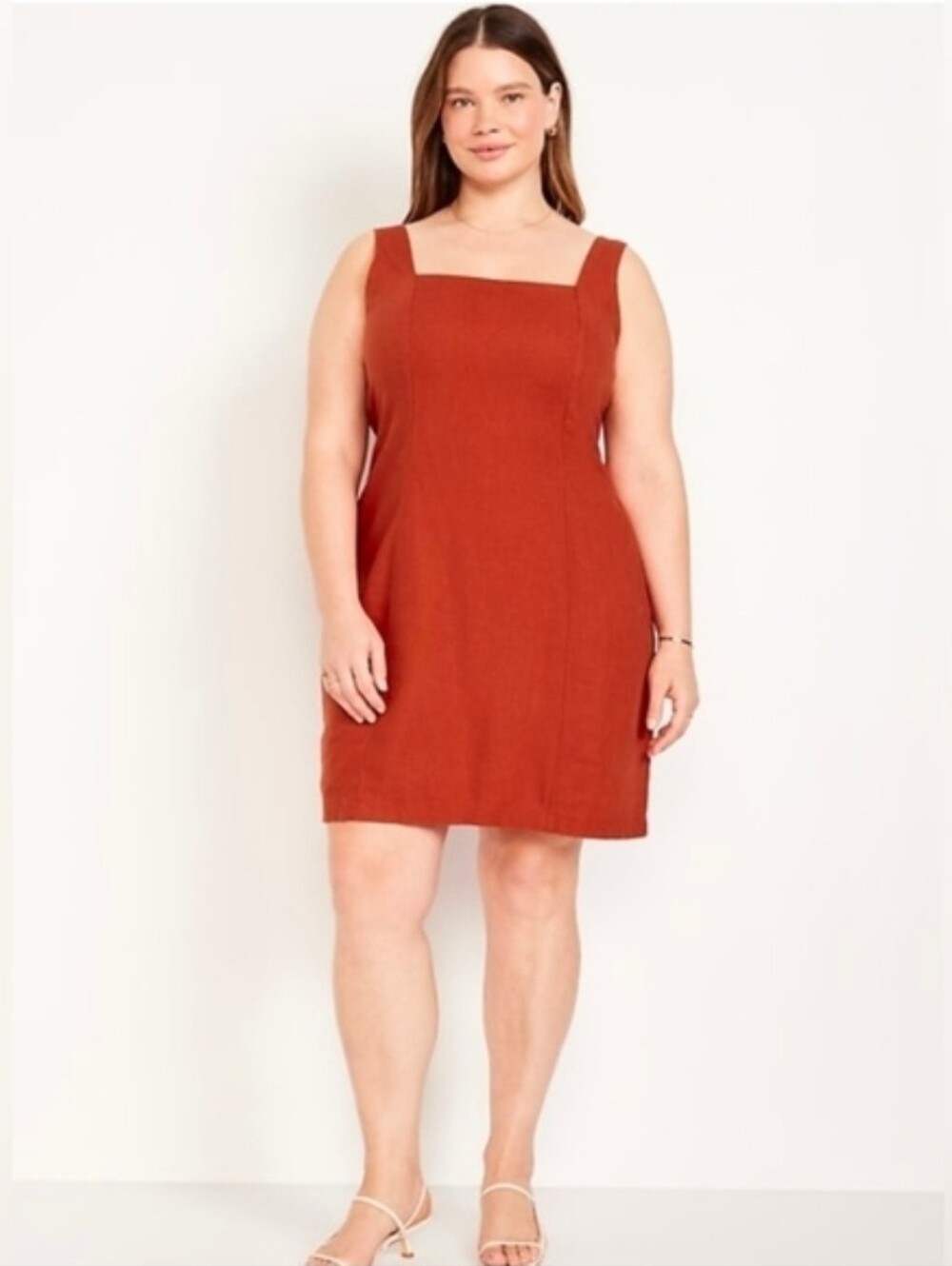 Rust Linen Blend Dress